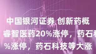 中国银河证券 创新药概念再爆发，睿智医药20%涨停，药石科技等大涨