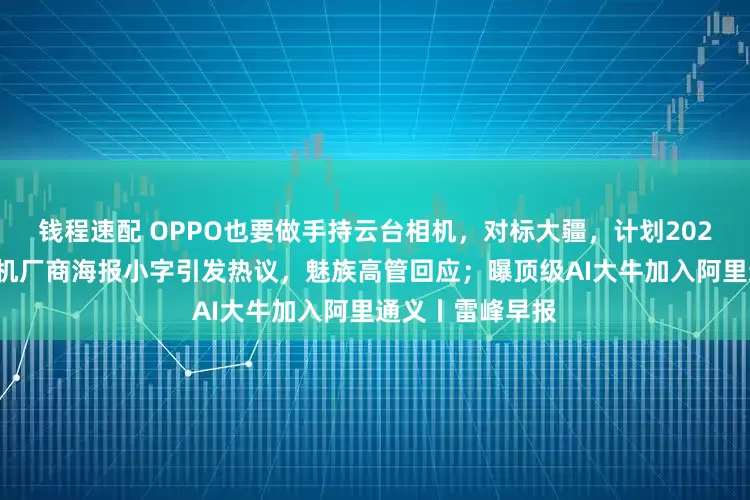 钱程速配 OPPO也要做手持云台相机，对标大疆，计划2026年内发布；手机厂商海报小字引发热议，魅族高管回应；曝顶级AI大牛加入阿里通义丨雷峰早报